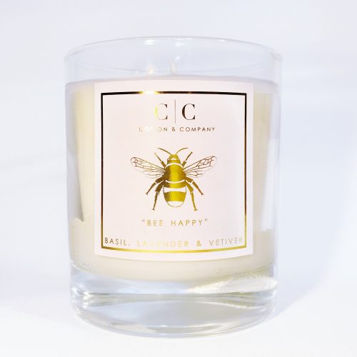 “BEE HAPPY” LUXURY SCENTED CANDLE COTTON AND COMPANY